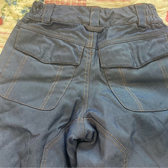 Betty Rides Snow Girl Snowboarding Denim Look Cargo Pants Elastic Waist Youth S - Picture 9 of 12